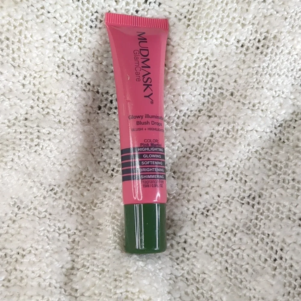 MUDMASKY Glowy Illuminating Blush Drops in Pink Martini, 15ml/0.50fl oz